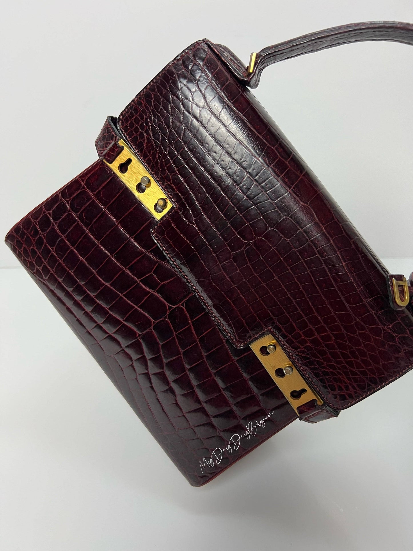 Delvaux Tempête PM 1970s red alligator porosus