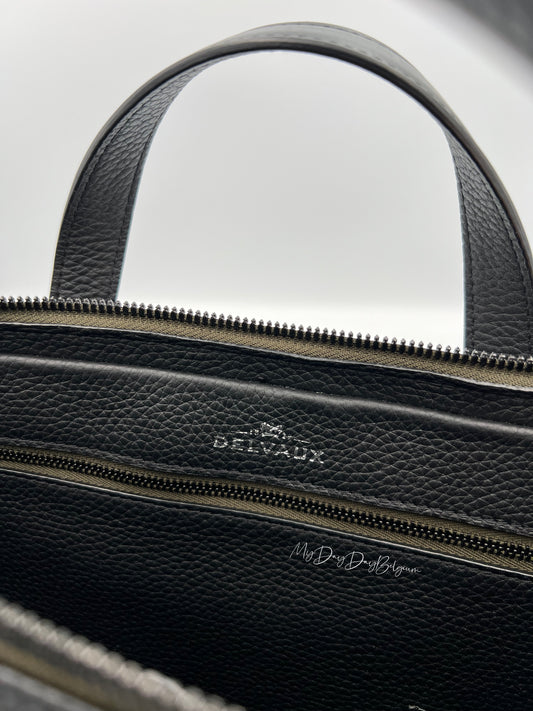 Delvaux bowler porte document - khaki black taurillon leather 2019