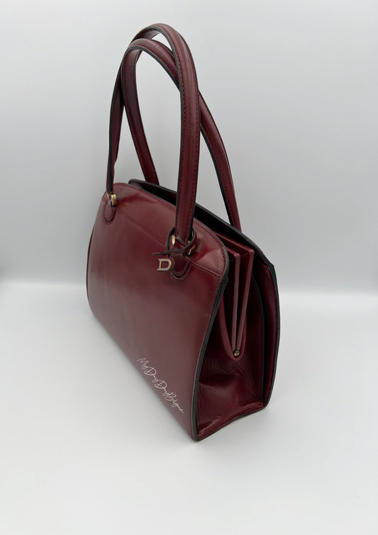 Delvaux Vintage Top Handle Bag burgundy box calf 1967