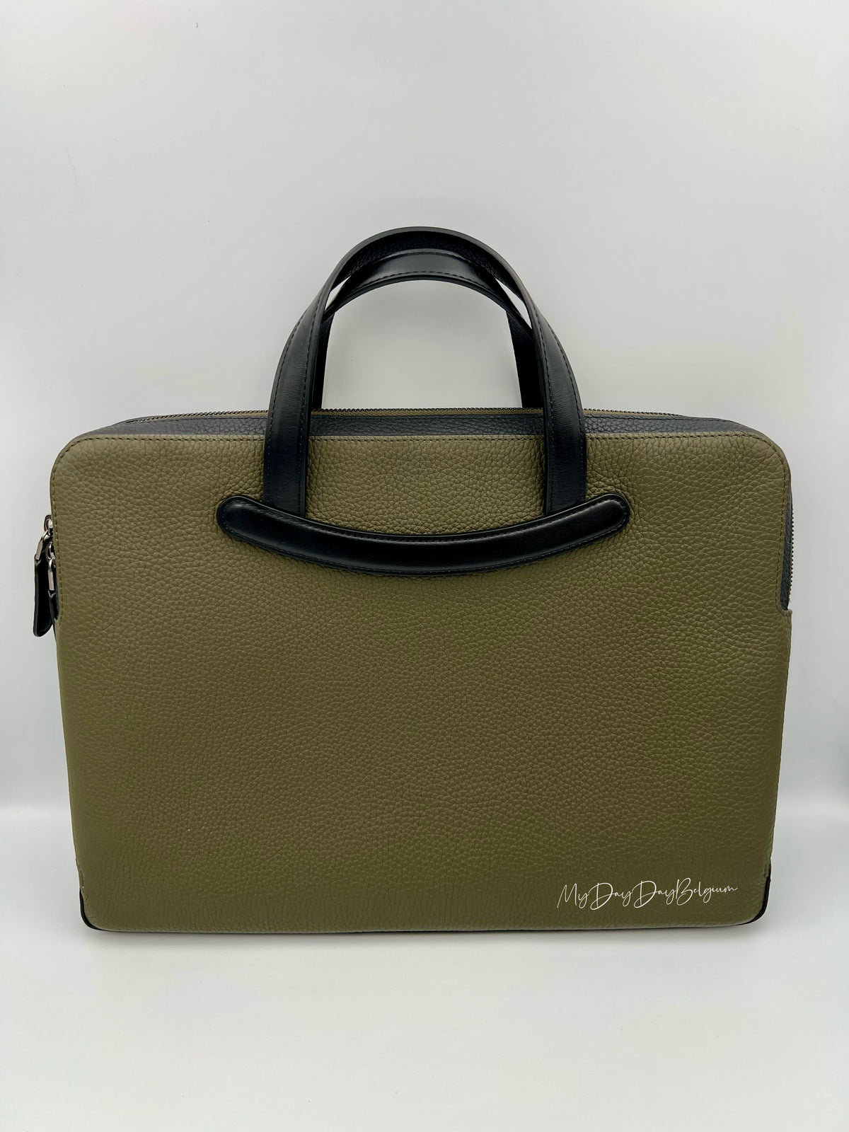 Delvaux bowler porte document - khaki black taurillon leather 2019