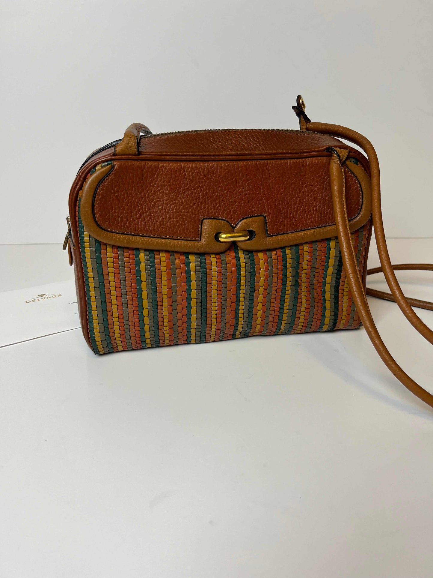 Delvaux crossbody bag in orange terracotta toile de cuir mid 90s