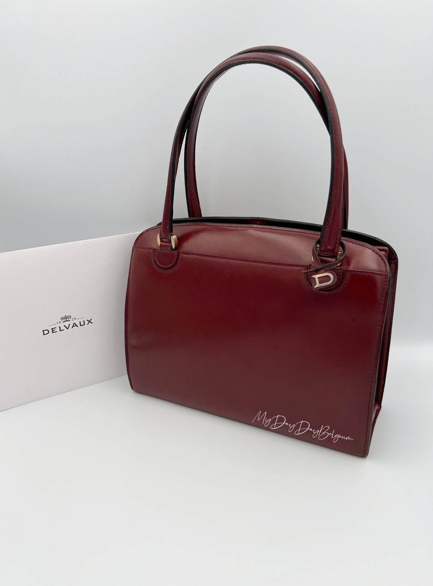Delvaux Vintage Top Handle Bag burgundy box calf 1967