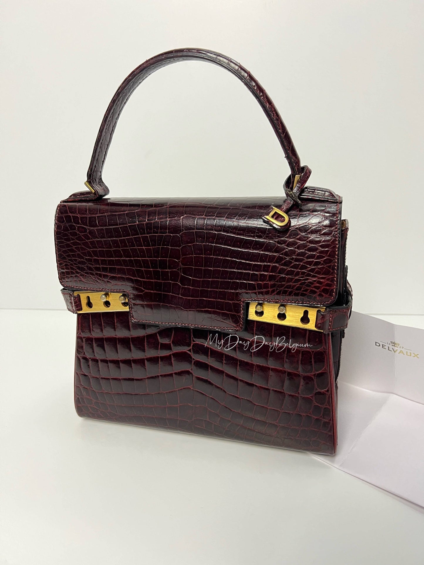 Delvaux Tempête PM 1970s red alligator porosus