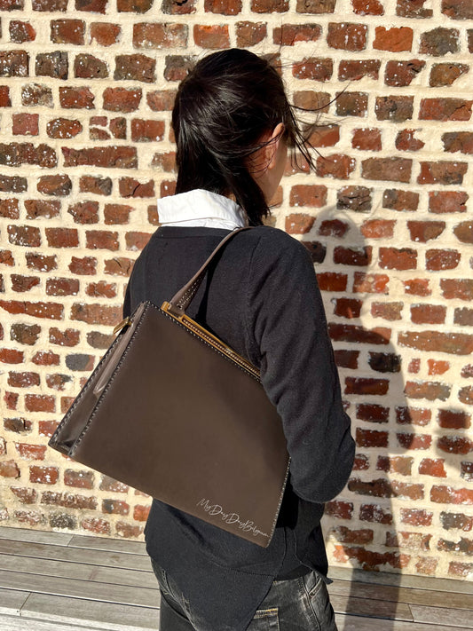 Vintage Delvaux top handle 1969 grey