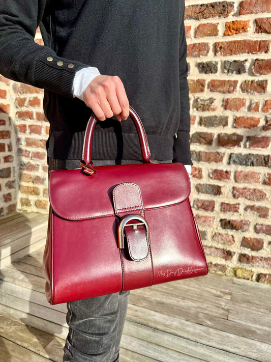 Vintage Delvaux Brillant 1970s box calf leather Bordeaux