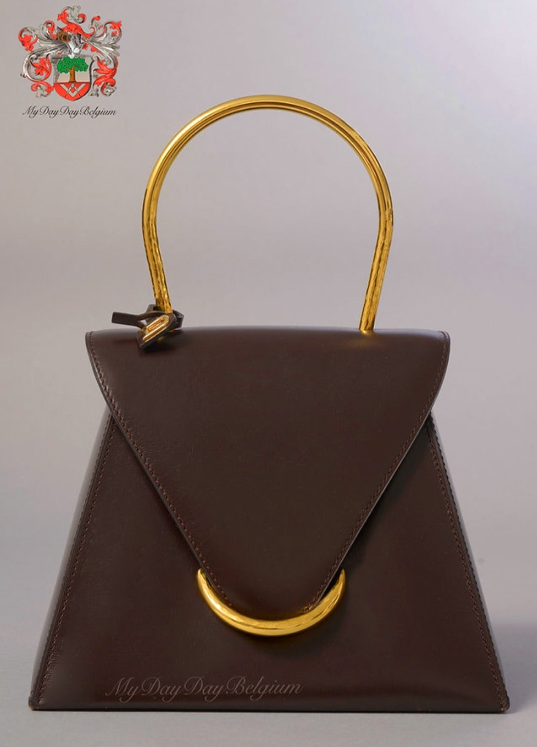 Vintage top handle bag with padlock, 1990s in mustard leather