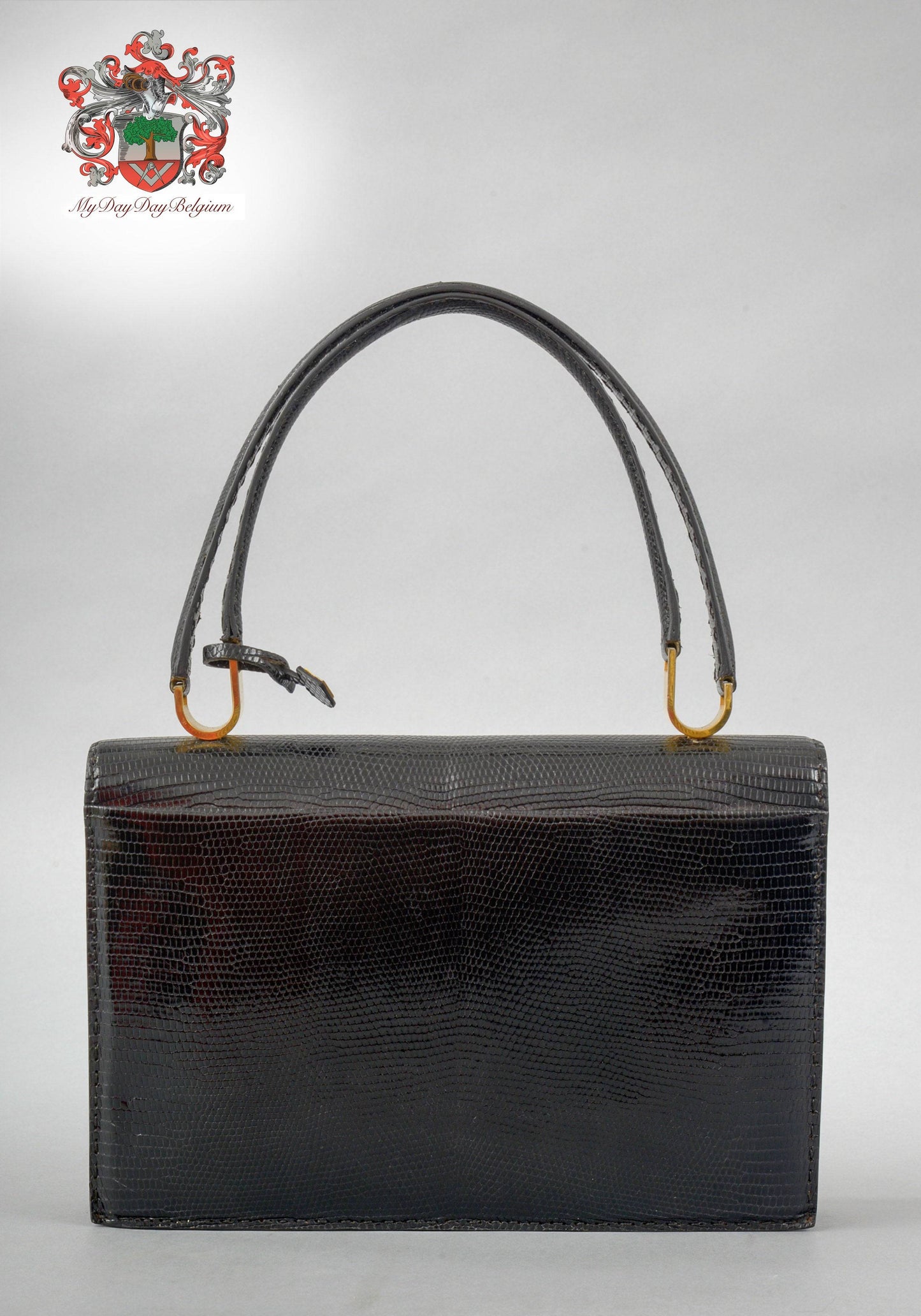 Delvaux vintage top handle handbag in lizard leather 1974
