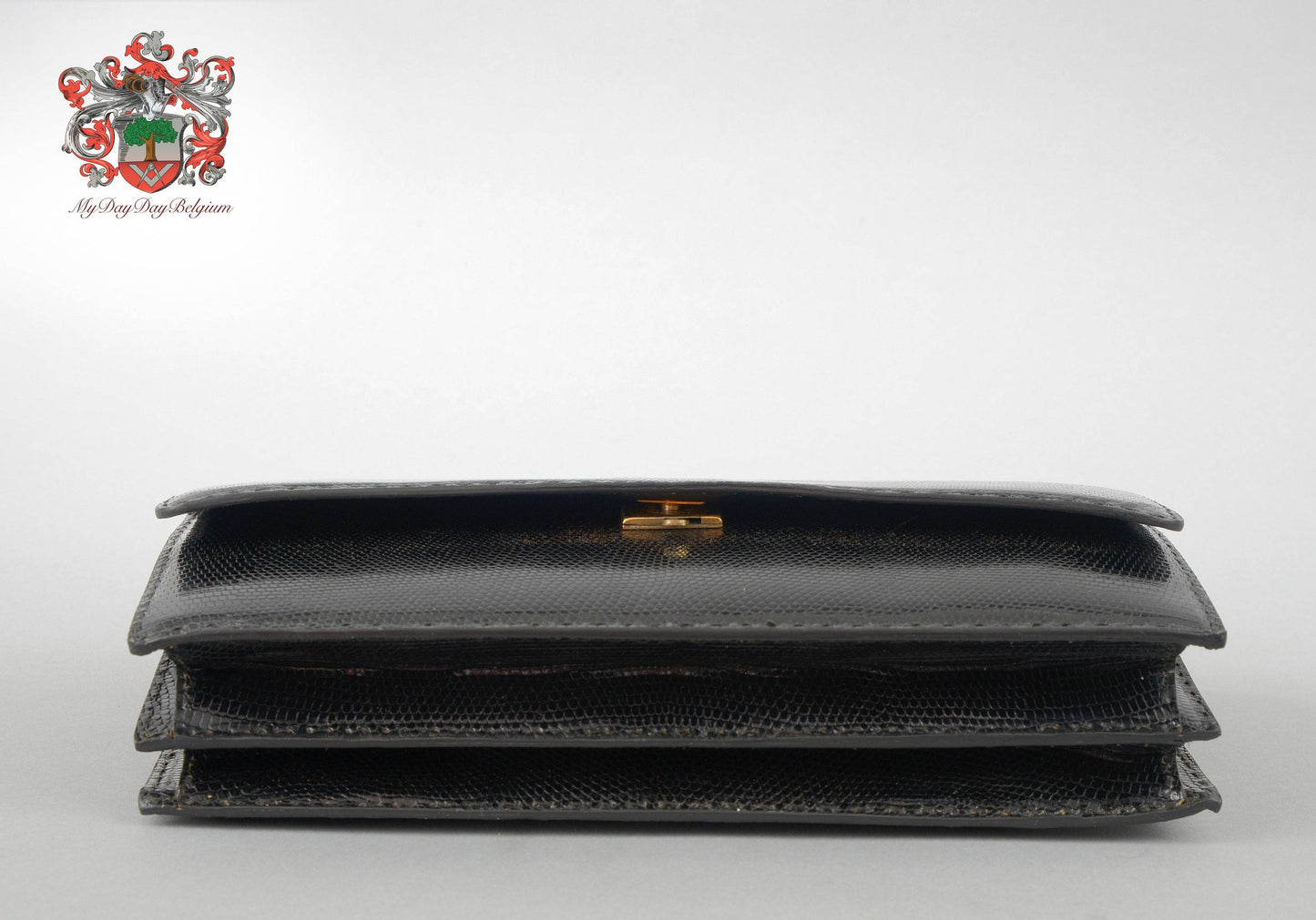 Delvaux vintage top handle handbag in lizard leather 1974