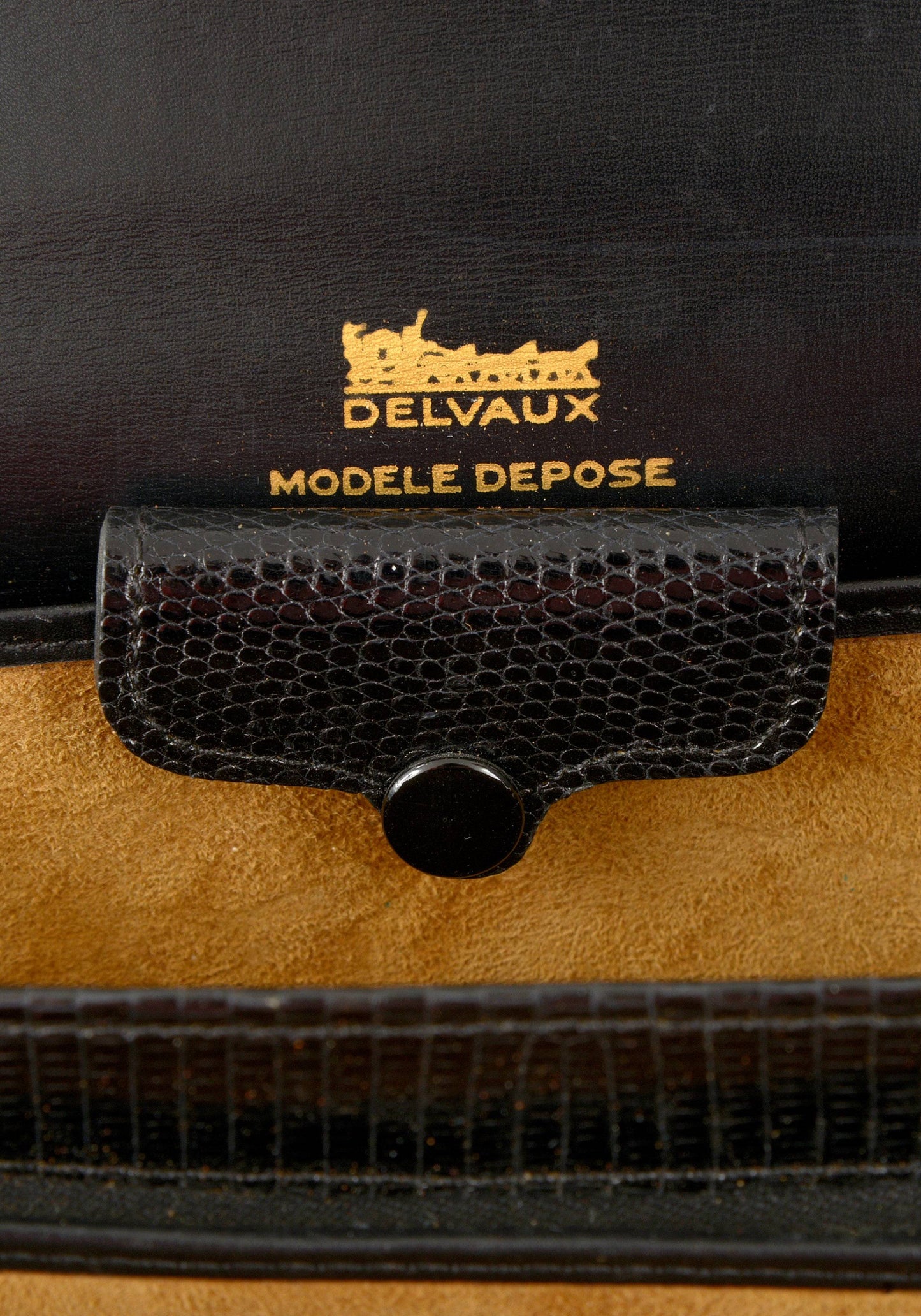 Delvaux vintage top handle handbag in lizard leather 1974