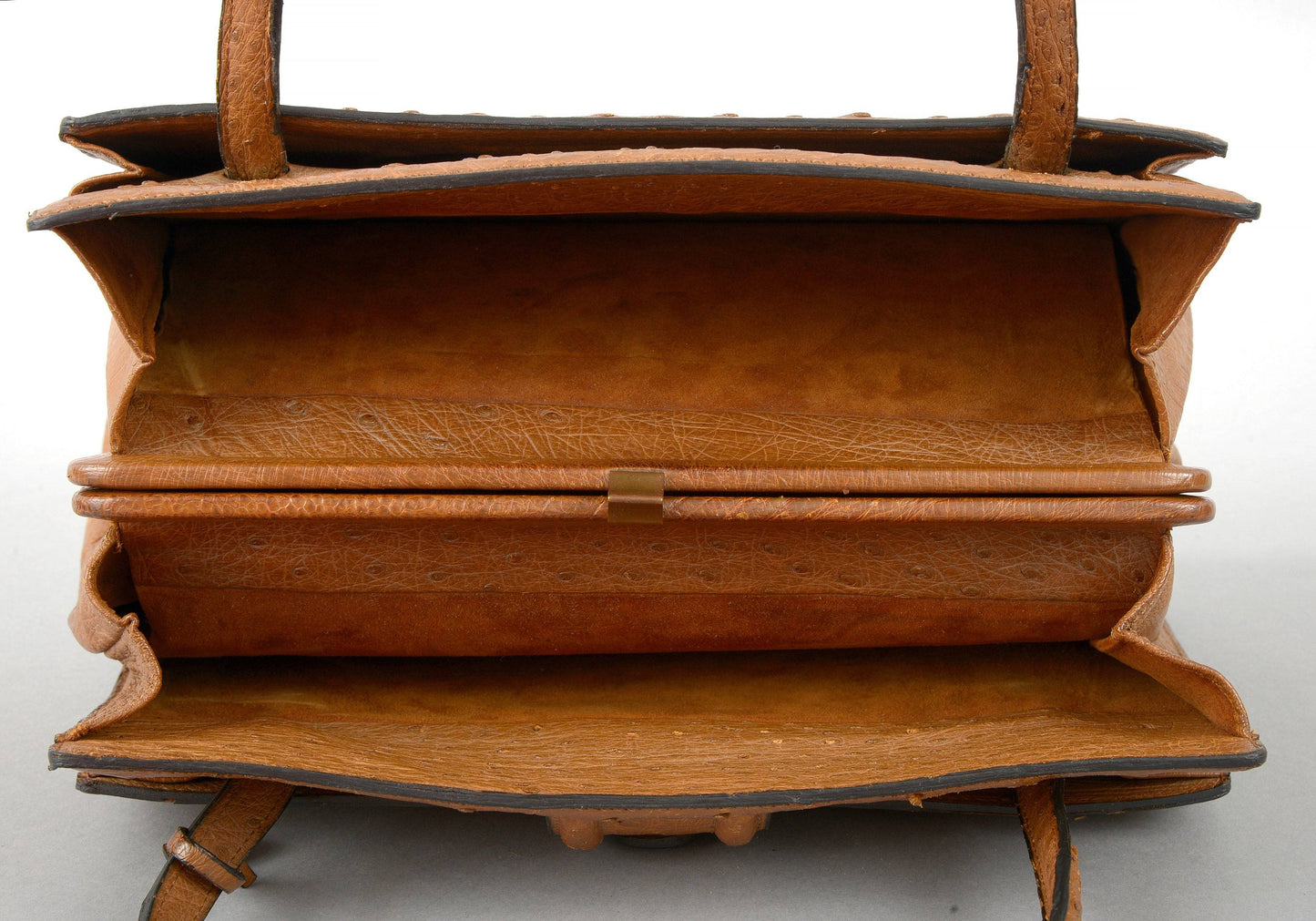 Delvaux vintage top handle handbag in ostrich leather 1966