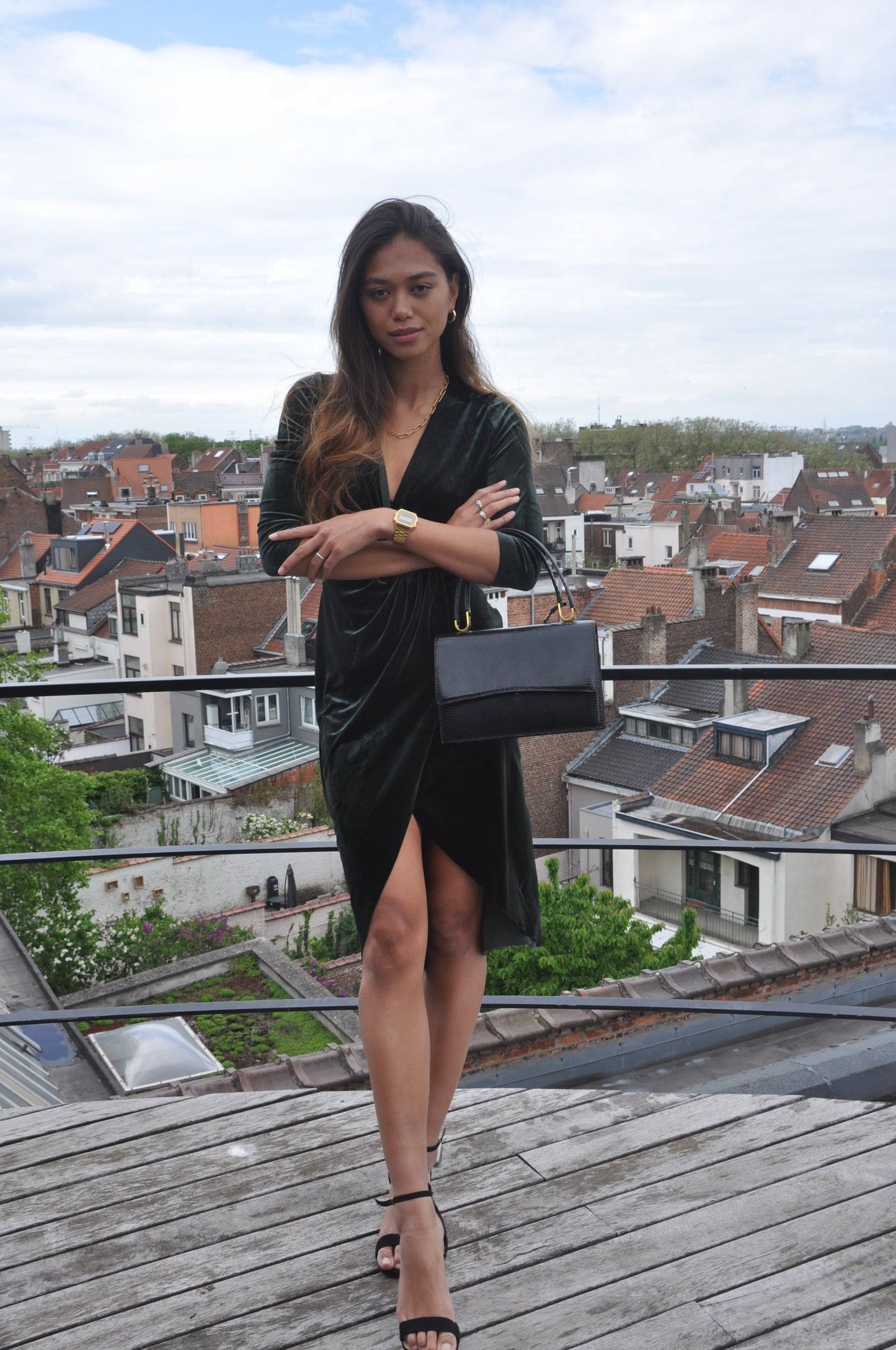 Delvaux vintage top handle handbag in lizard leather 1974