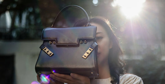Delvaux Tempête MM Box Calf LeatherTop Handle Navy Blue 1970s