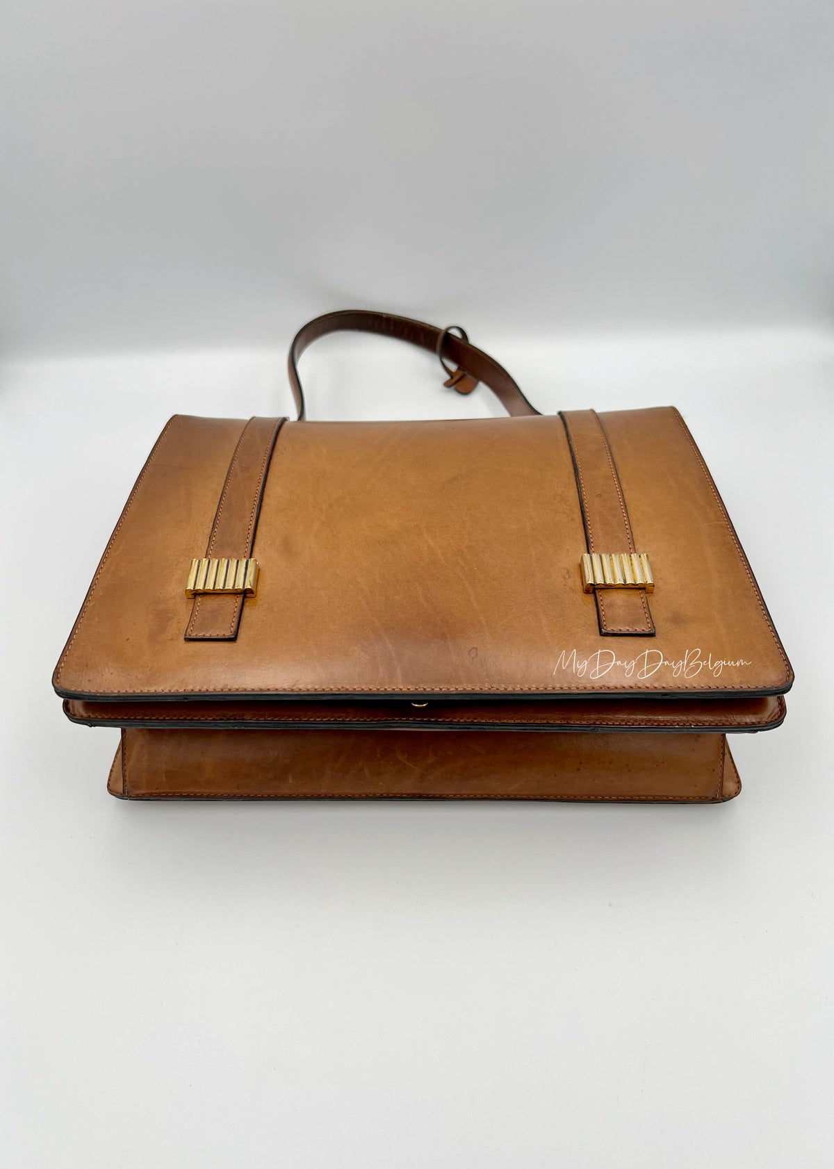 Delvaux vintage top handle brown box calf 1959