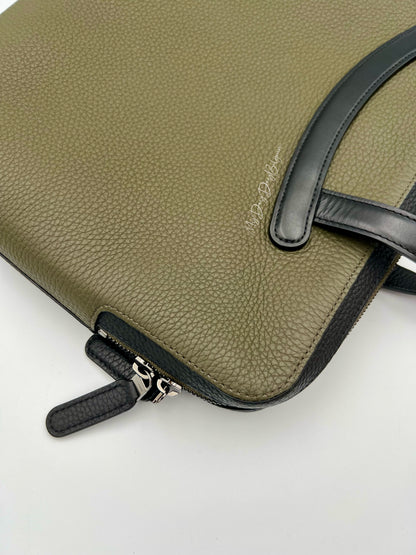 Delvaux bowler porte document - khaki black taurillon leather 2019