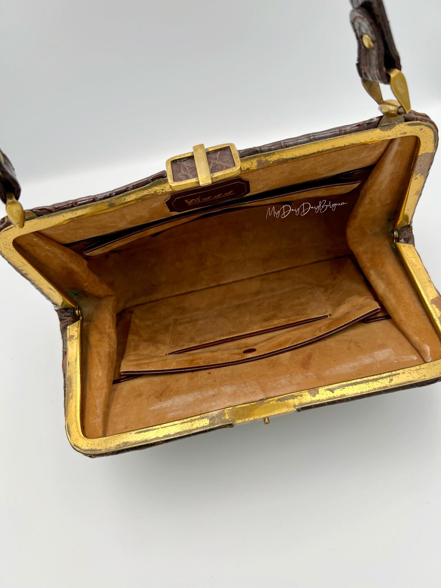 Vintage Delvaux exotic top handle 1954
