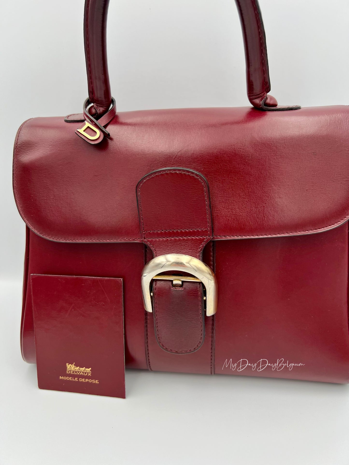 Vintage Delvaux Brillant 1970s box calf leather Bordeaux