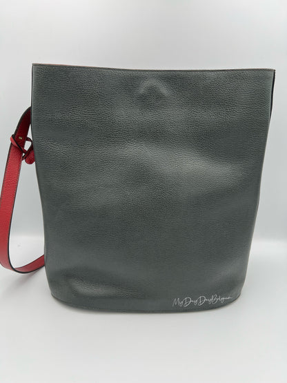 Vintage Delvaux work and bucket bag 1993 in dual colour green and red