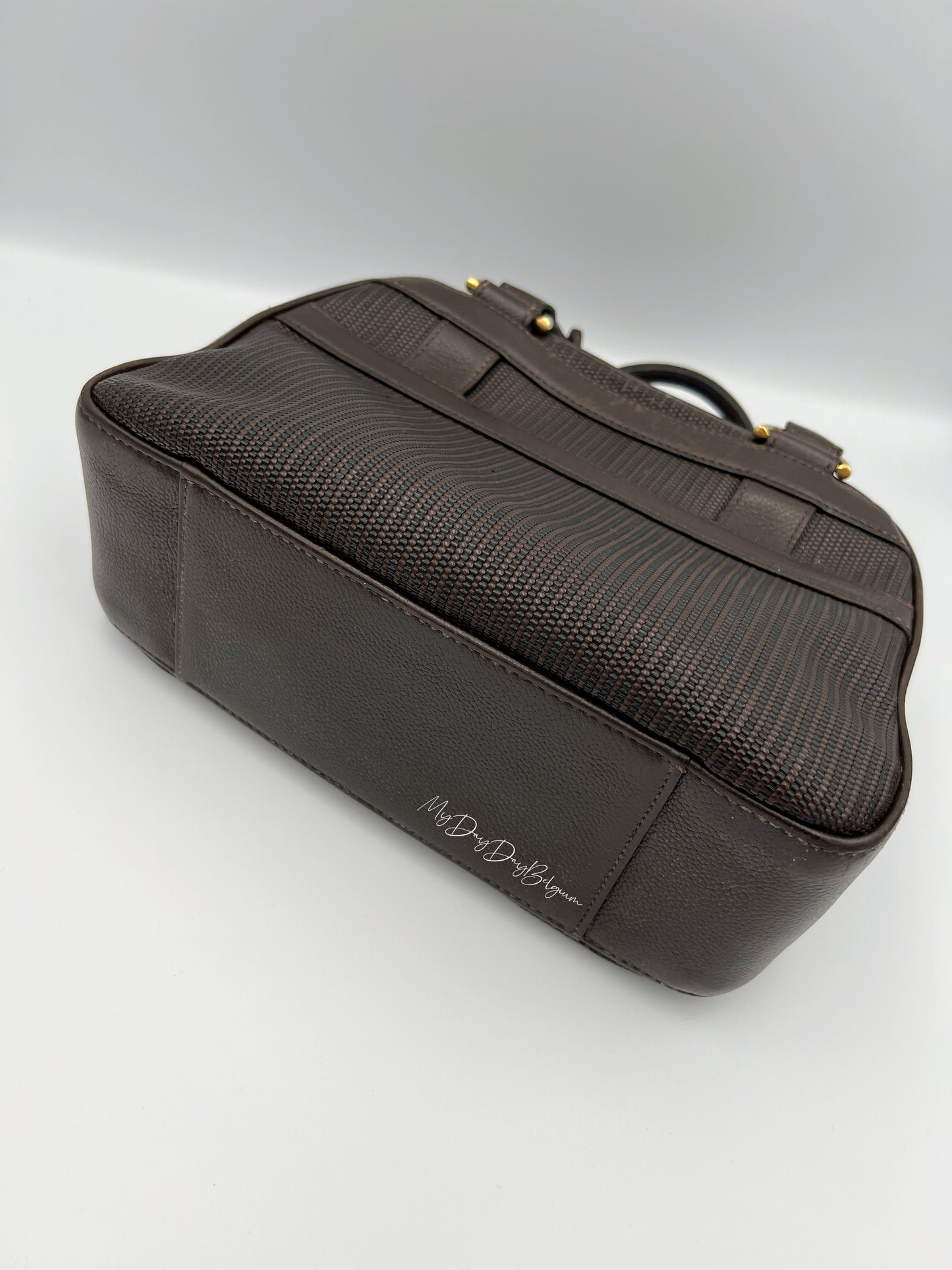 Delvaux Parole top handle bag in brown toile de cuir 1990's