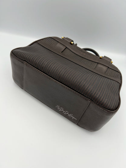 Delvaux Parole top handle bag in brown toile de cuir 1990's