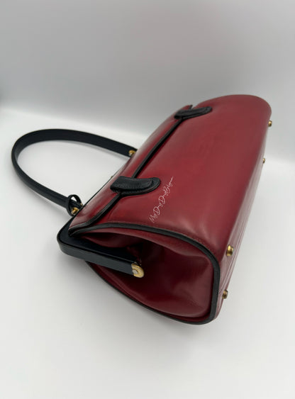 Vintage Delvaux top handle burgundy doctor bag 1962