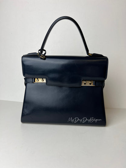 Delvaux Tempête MM Top Handle Navy Blue 1970's