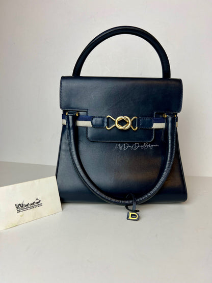 Delvaux Vintage Top Handle Navy Blue 1969