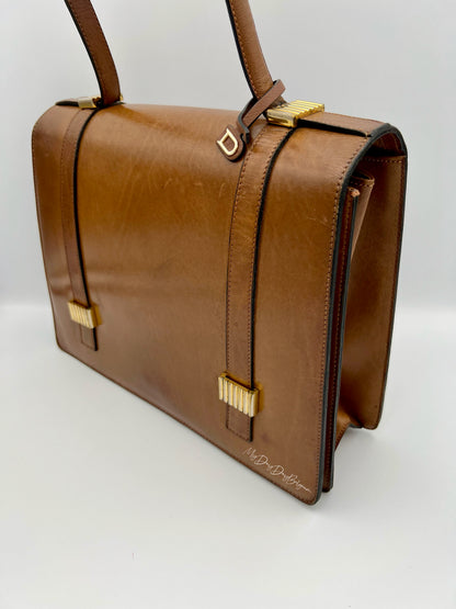 Delvaux vintage top handle brown box calf 1959