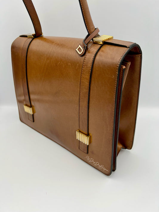Delvaux vintage top handle brown box calf 1959