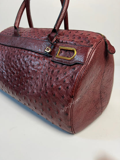 Delvaux Vintage Top Handle "Doctor Bag" Burgundy Red 1980's