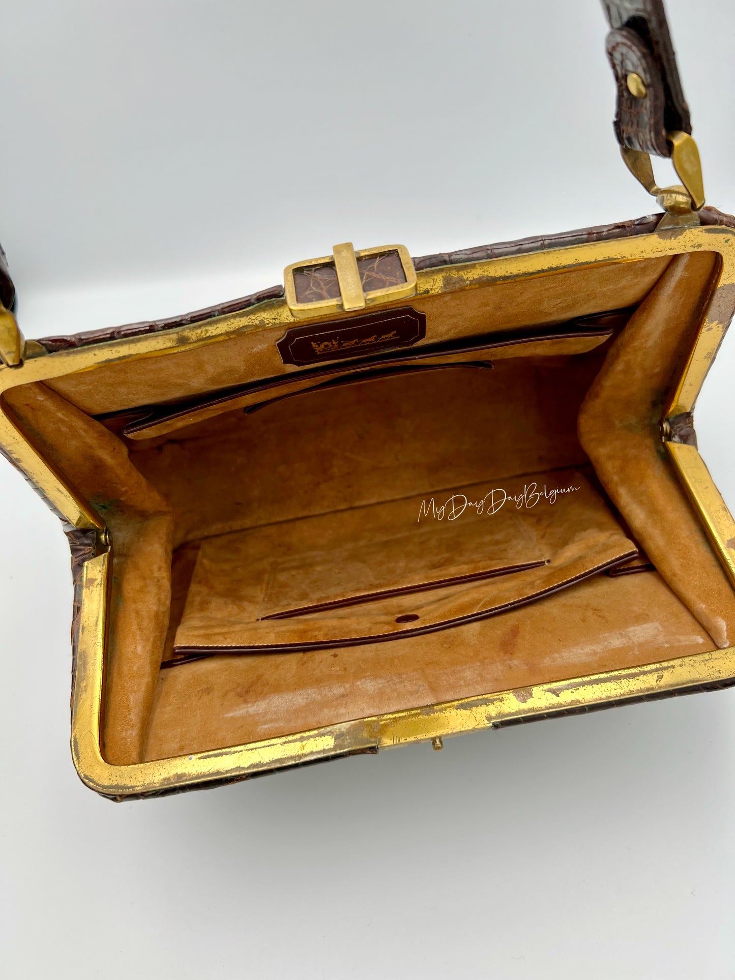 Vintage Delvaux exotic top handle 1954