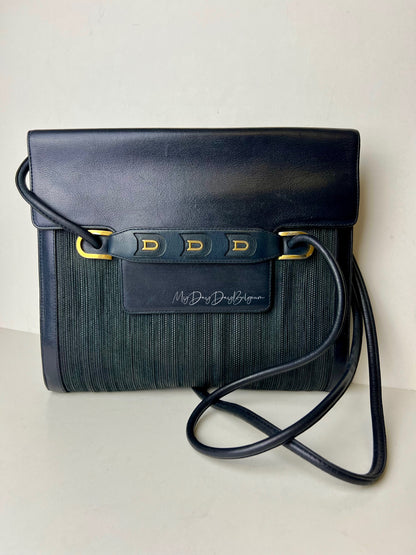 Delvaux Vintage Crossbody / Shoulder Bag Black Grey 1990's