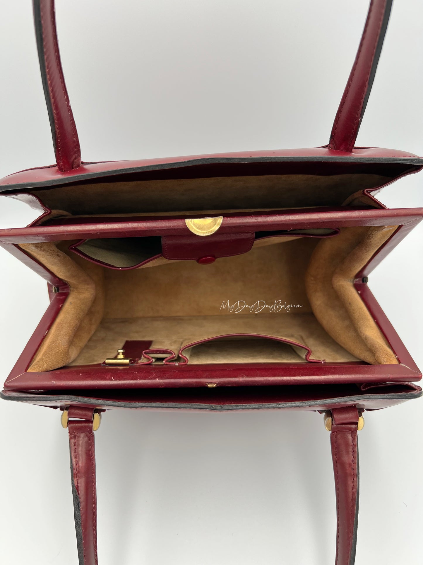 Delvaux Vintage Top Handle Bag burgundy box calf 1967