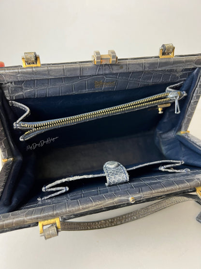 Delvaux 1966 vintage top handle baby crocodile
