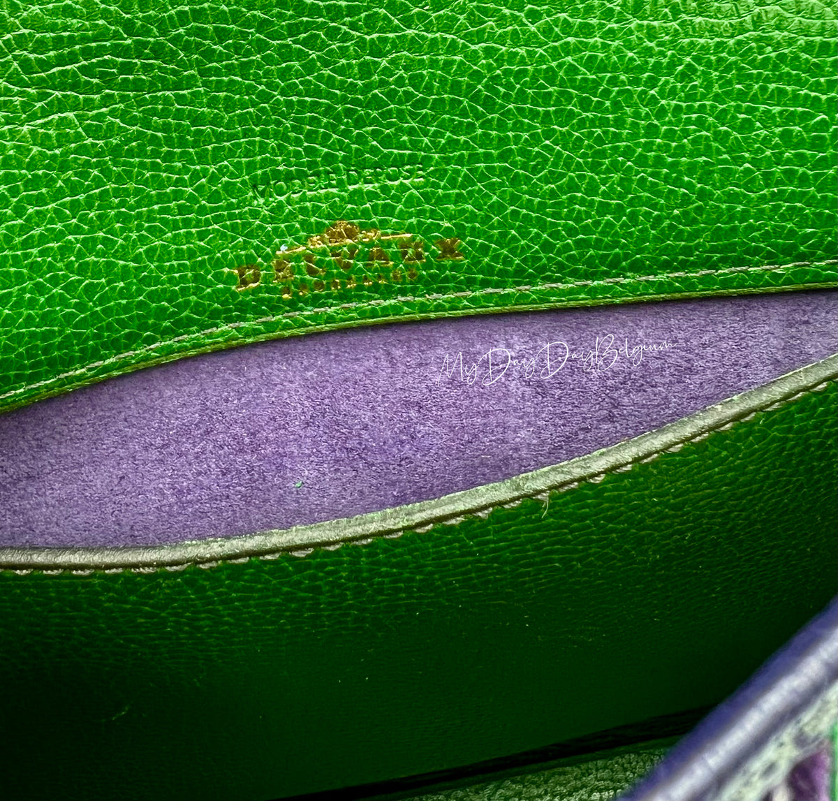 Delvaux Grêlon vintage Crossbody / Shoulder Bag from 1999 in green toile de cuir leather