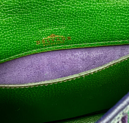 Delvaux Grêlon vintage Crossbody / Shoulder Bag from 1999 in green toile de cuir leather