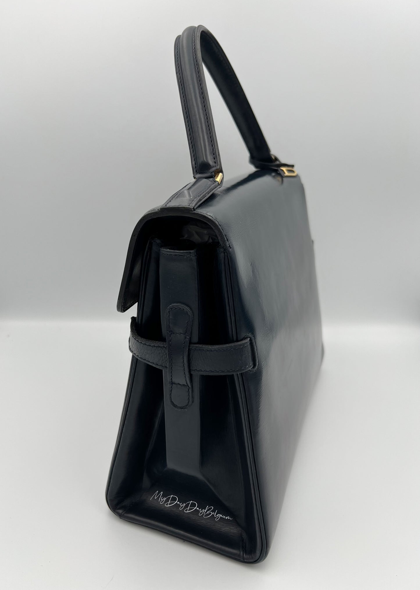 Delvaux Tempête MM Top Handle Navy Blue 1980's