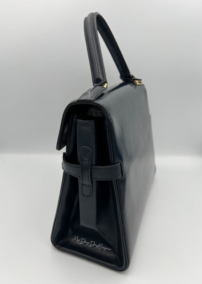 Delvaux Tempête MM Top Handle Navy Blue 1980's