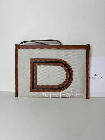 Delvaux Frame Pouch Canvas Pochette Brown / Beige 2022