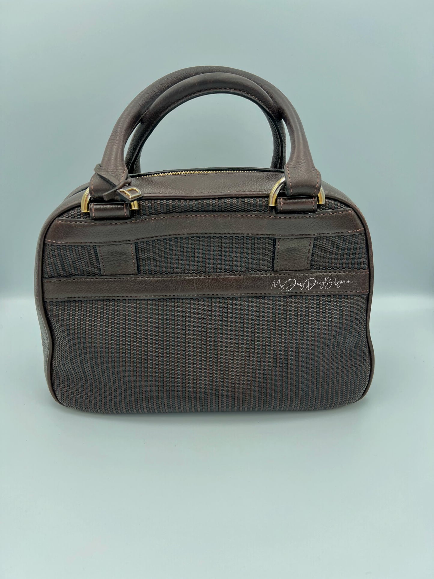 Delvaux Parole top handle bag in brown toile de cuir 1990's