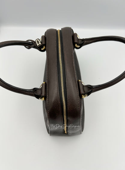 Delvaux Parole top handle bag in brown toile de cuir 1990's