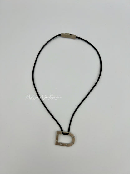 Delvaux  "D" leather necklace - early 2000s