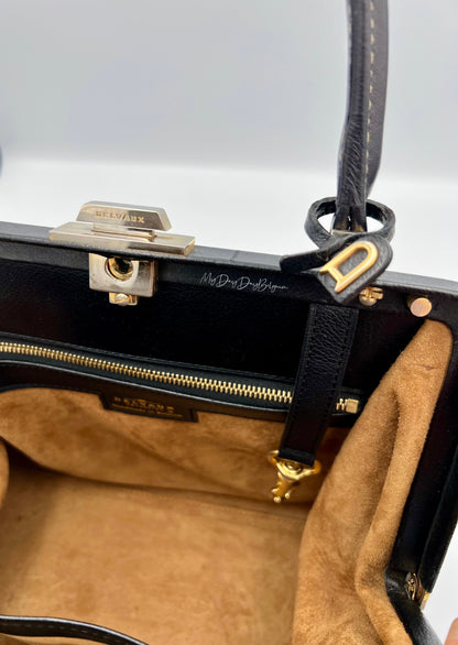 Vintage Delvaux Classico black surpiqué top handle 1999