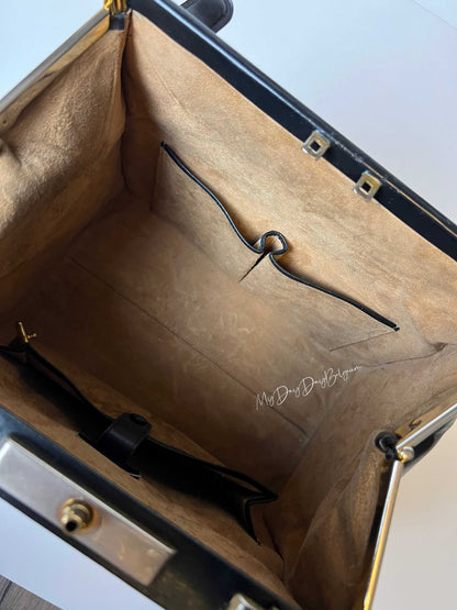 Delvaux Vintage "Doctor Bag" Top Handle Black 1962