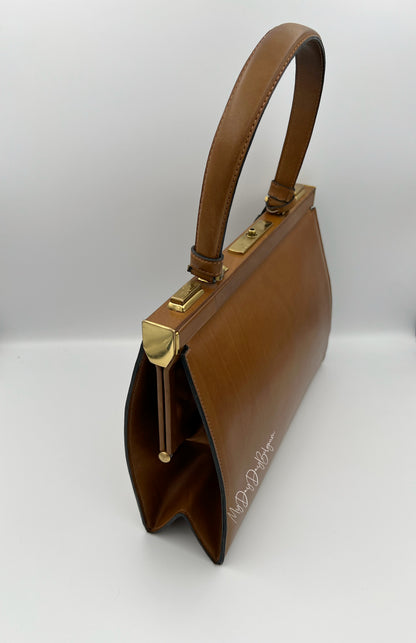 Vintage Delvaux Mon Grand Bonheur 1959 cognac brown box calf