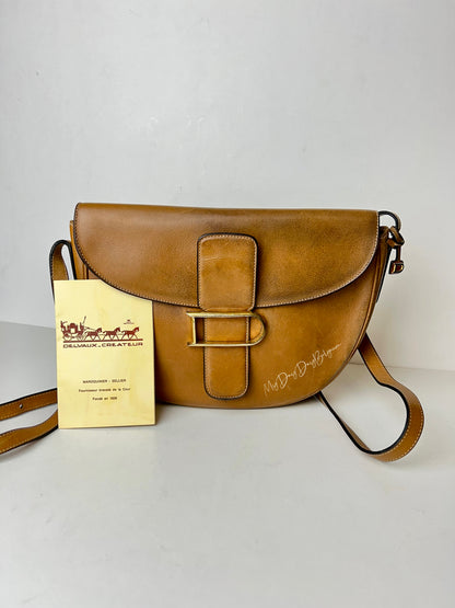 Delvaux Vintage Crossbody / Shoulder Bag Camel 1988