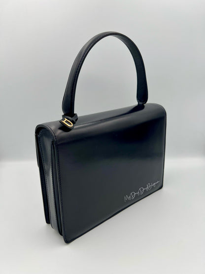 Vintage Delvaux top handle box calf 1967 navy