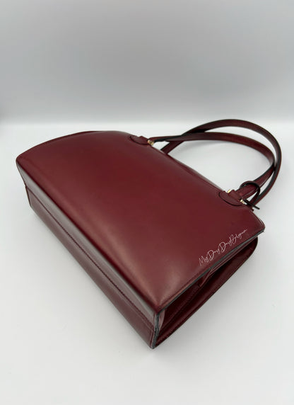 Delvaux Vintage Top Handle Bag burgundy box calf 1967