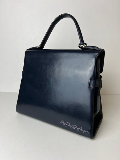 Delvaux Tempête MM Top Handle Navy Blue 1970's