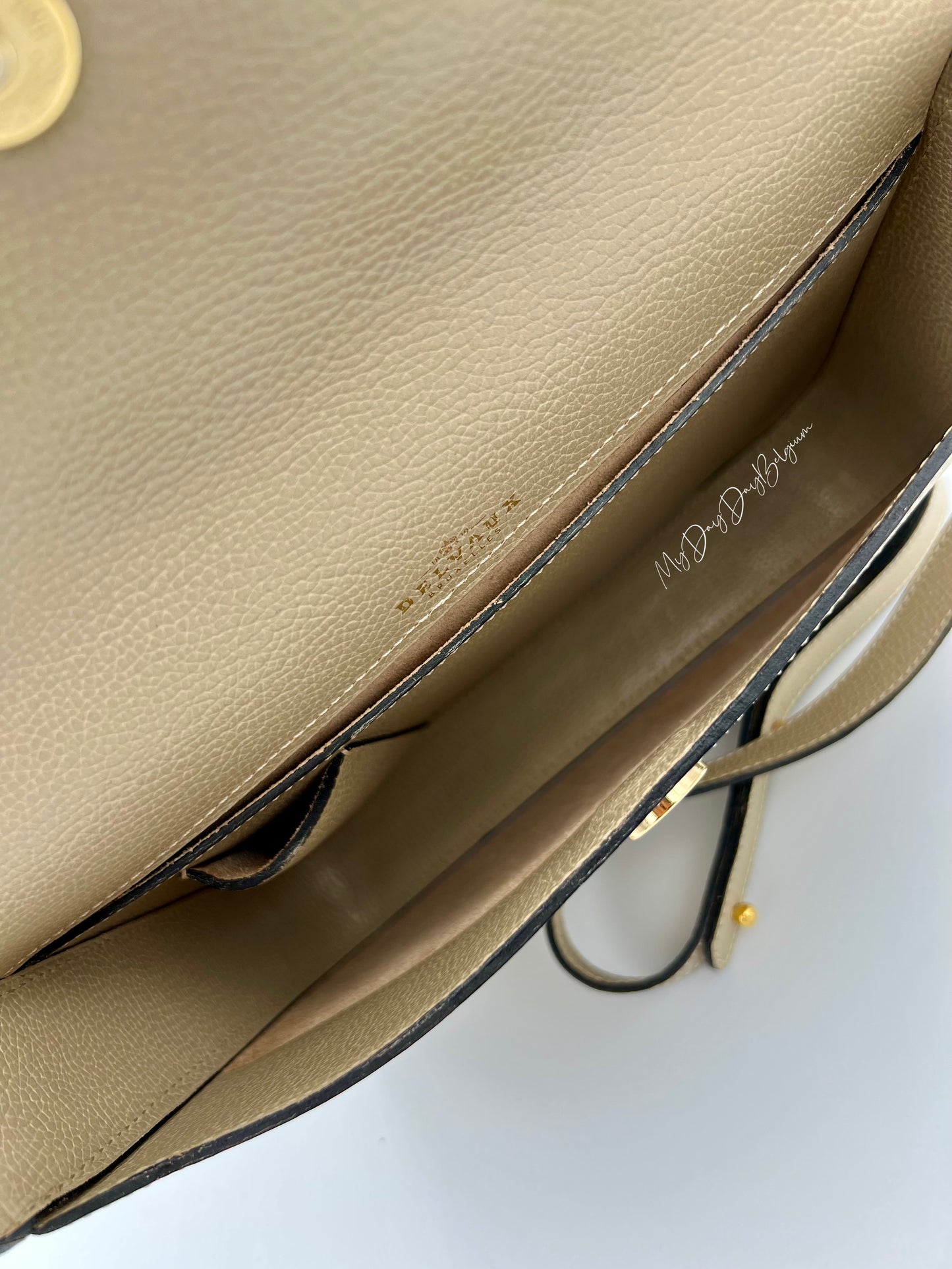 Delvaux vintage crossbody in jumping leather taupe colour 1980s
