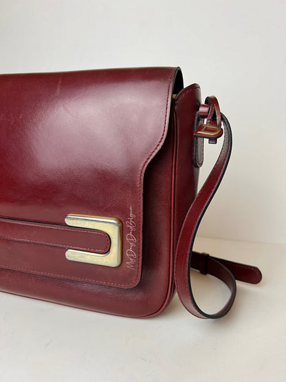 Delvaux Vintage Crossbody / Shoulder Bag Burgundy Red 1980's
